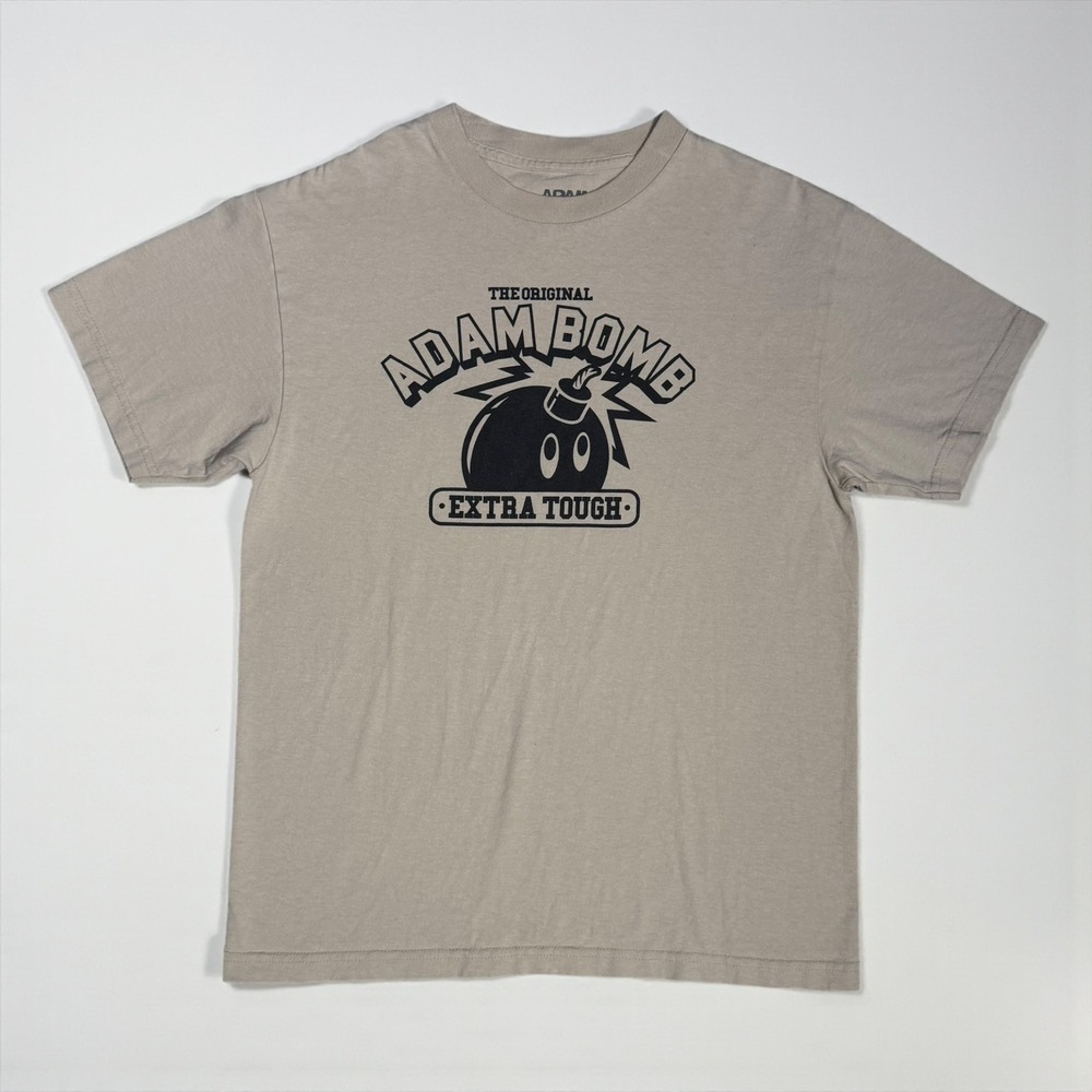 Adam Bomb The Hundreds T-Shirt Mens Medium Tan Extra Tough Logo Skate Streetwear